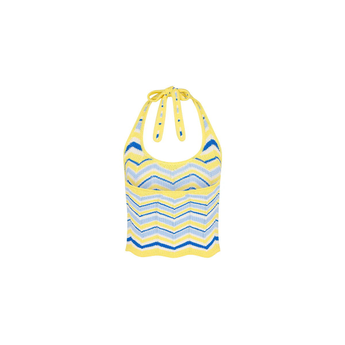 Chevron Knit Halter Tank Top - Lemon Daze - Image 6